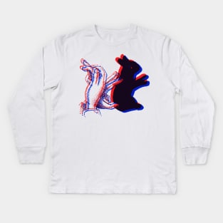 3D Shadow Puppet - BUNNY Kids Long Sleeve T-Shirt